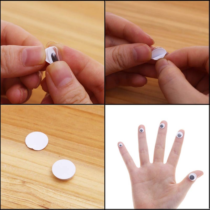 DECORA 1000pcs Round Plastic Black Googly Wiggle Eyes Self-Adhesive Wide Variety Assorted Sizes - Image 5